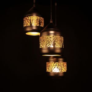 LANZA Black Metal 3 Light Cluster Hanging Light