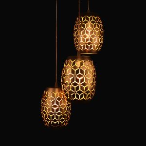 LEONA Black Metal 3 Light Cluster Hanging Light