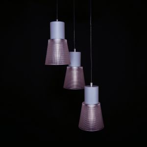JAMIE Metal Hanging with Glass Set of 3 Matt Grey