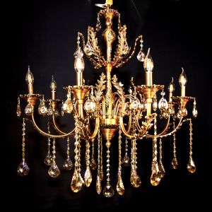 Erasto Antique Gold Crystal Metal Chandelier